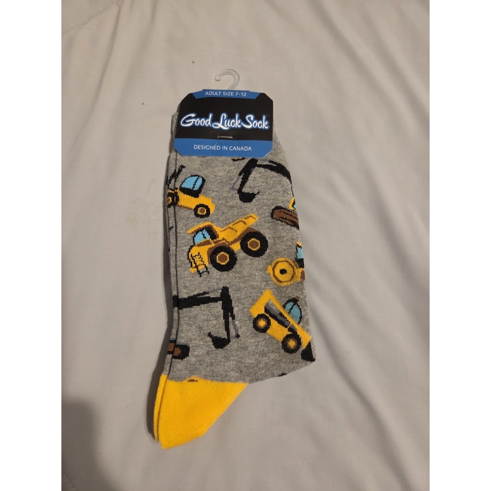 Good Luck Sock Construction 1457 Adult Gray Orange Yellow 7-12 Socks‎ New